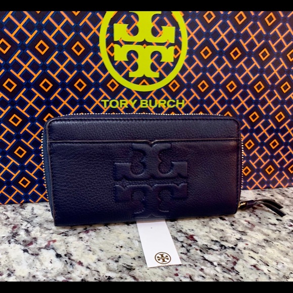 Tory Burch Handbags - NWT Authentic Tory Burch Navy Bombe -T Wallet